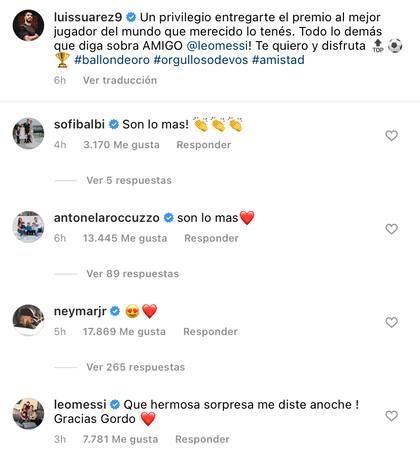 Leo le agradeció a su amigo por haberle entregado el Balón de Oro