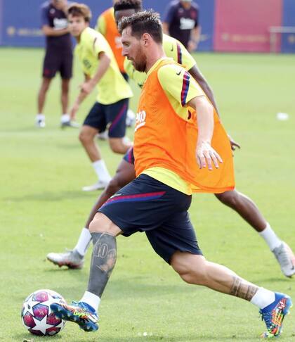 Leo Messi durante la vuelta a los entrenamientos. 