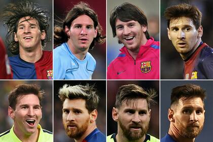 Lionel Messi en Barcelona, en 2006, 2008, 2010, 2012, 2014, 2016 y 2018