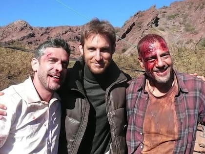Leo Sbaraglia junto al director del film y su compañero de rodaje (Captura: Instagram @leosbaraglia)