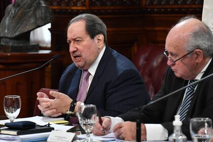 León Arslanián en la reunión de la comisión de Asuntos Constitucionales del Senado