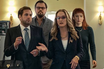 Leonardo DiCaprio, Jennifer Lawrence, Meryl Streep y Jonah Hill, parte del elenco estelar de No mires arriba