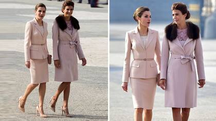 Letizia y Ortiz y Juliana Awada lucieron looks similares en la primera ceremonia en España