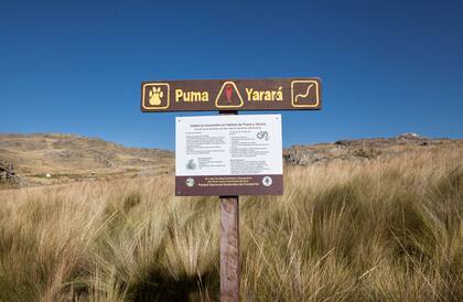 Letrero en Parque Nacional Quebrada del Condorito; Córdoba.