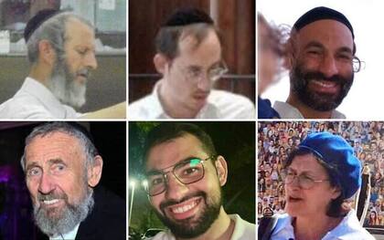 Levi Yitzhak Pash, Yisrael Matzner, el rabino Yosef David, el rabino Mordechai Steintzag; Yaakov Pinto y Sarah Mendelson, las seis víctimas del atentado