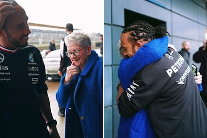 Lewis Hamilton emocionado por ver a su mamá por primera vez en la pista de lanzamiento de su auto
