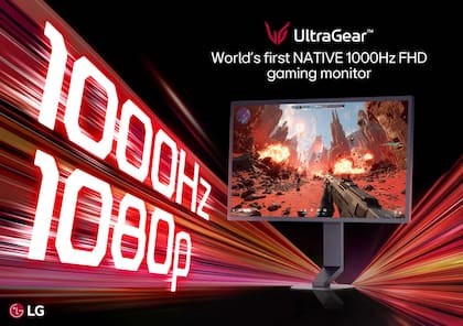 LG presentó un monitor gamer con una tasa de refresco de 1000 Hz, es decir, actualiza lo que muestra en pantalla 1000 veces por segundo