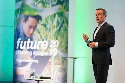 Liam Condon, presidente de la división de cultivos de Bayer, en la jornada realizada en la ciudad alemana de Monheim