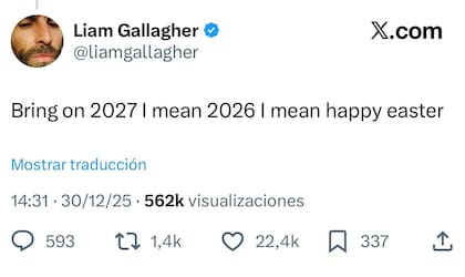 Liam Gallagher en su cuenta de "X"
