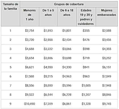 Límite máximo de ingresos mensuales, vigente a partir de abril de 2025