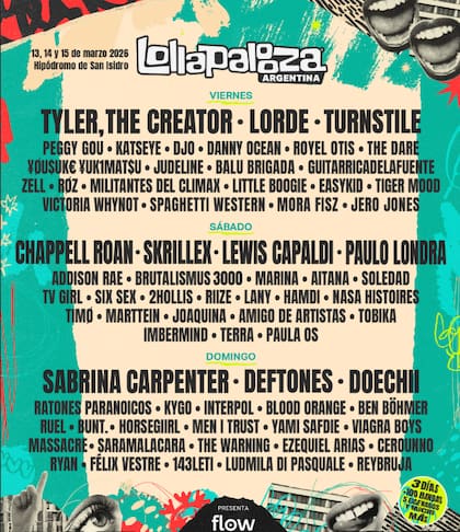 Line up del Lollapalooza Argentina 2026