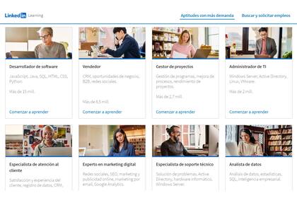 LinkedIn también ofrece una selección de los cursos gratis para capacitarse en los oficios más demadados de la red social