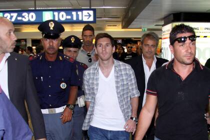 Lionel, cuando arribó al aeropuerto de Fiumicino