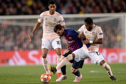 Lionel Messi, ante Manchester, en el último partido de Champions League