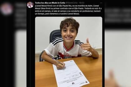 Lionel Messi Da Silva firmó su primero contrato (Captura Twitter)