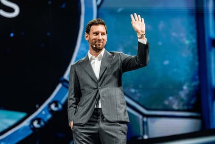 Lionel Messi en el American Business Forum, en el Kaseya Center, en Miami.