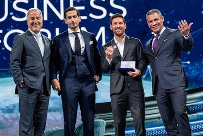Lionel Messi en el American Business Forum en el Kaseya Center en Miami