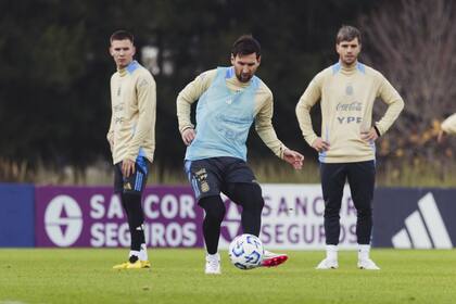 Lionel Messi, en el entrenamiento de la selección argentina, en el predio de Ezeiza.
