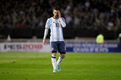 Lionel Messi en el partido de Argentina vs Venezuela. 5/9/17