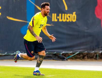 Lionel Messi en la vuelta a los entrenamientos del Barcelona. 