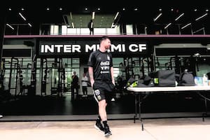 Lionel Messi en ocasión un entrenamiento de la selección argentina en el gimnasio del que ahora pasa a ser su club: Inter Miami.