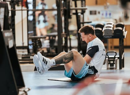 Lionel Messi, en un entrenamiento de la selección argentina en Kansas City.