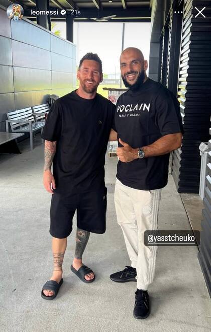 Lionel Messi junto a su guardaespaldas Yassine Cheuko, su sombra desde que llegó a Miami (Foto: Instagram @leomessi)