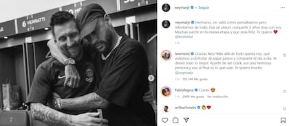 Lionel Messi reaccionó al posteo de Neymar en Instagram