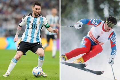 Lionel Messi y el esquiador Alberto Tomba