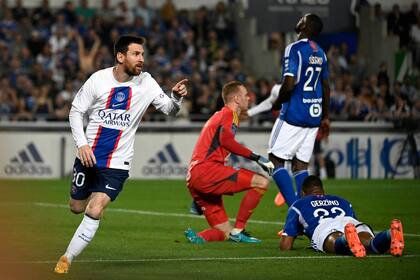 Lionel Messi y el gol que le aseguró el título a PSG, la semana última, en Estrasburgo