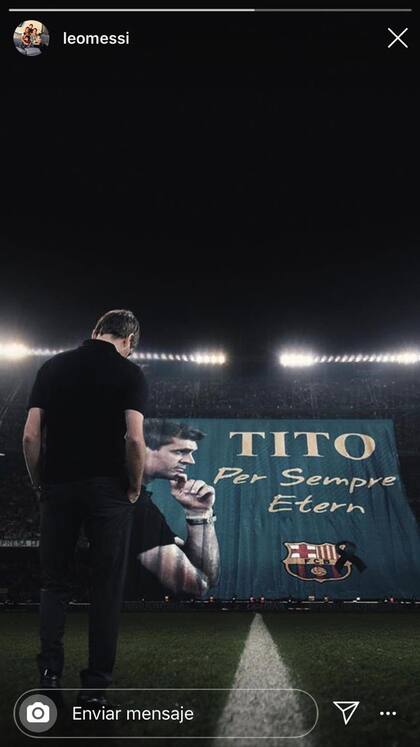 La imagen de Tito Vilanova que publicó Messi en sus Historias de Instagram.
