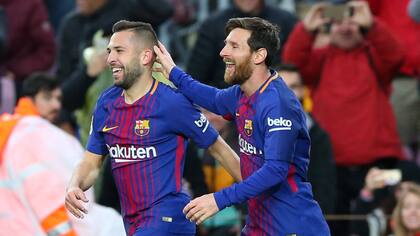 Lionel Messi y un compañero clave para sus goles: Jordi Alba