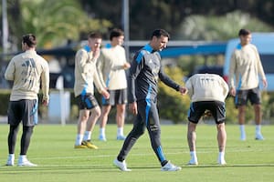 Lionel Scaloni durante un entrenamiento de la selección argentina, en el predio de Ezeiza