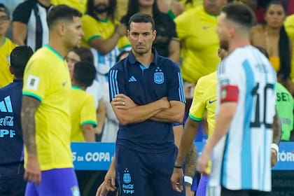 Lionel Scaloni en su último partido con la selección, ante Brasil por las Eliminatorias sudamericanas