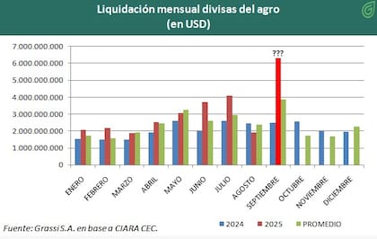 Liquidacion de divisas en septiembre
