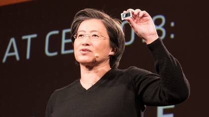 Lisa Su, CEO de AMD, durante la presentación de la nueva línea de procesadores Ryzen Mobile en el CES 2018 de Las Vegas