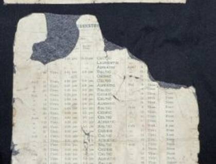 Lista de pasajeros encontrado entre los restos de Sutton