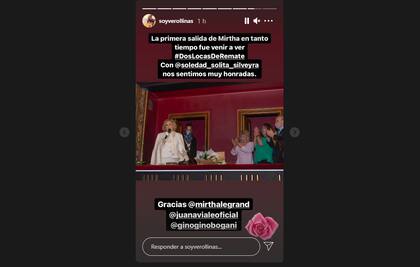 Llinás le agradeció a Mirtha Legrand, a través de su cuenta de Instagram.