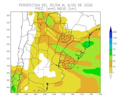 Lluvias escasas en la mayor parte de la región agrícola, con algunos focos más intensos concentrados en el norte
