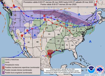 Lluvias intensas en el sur: Texas, Louisiana y Mississippi podrían recibir más de 100 mm de agua, con riesgo de inundaciones repentinas