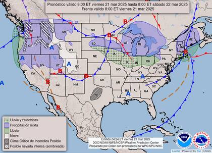 Lluvias intensas en Maine: un sistema de baja presión provoca precipitaciones fuertes en Nueva Inglaterra, con posibles nevadas en zonas elevadas