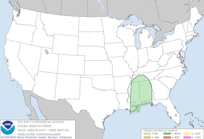 Lluvias intensas y tormentas eléctricas afectarán al valle del Misisipi y el sureste el viernes por la noche, extendiéndose hacia Florida el sábado