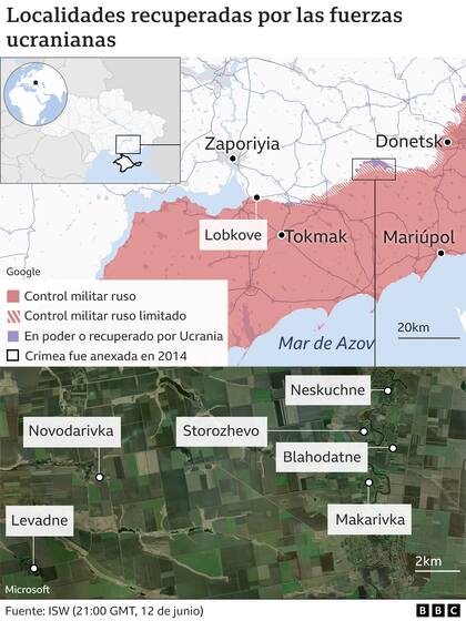 Localidades recuperadas por las fuerzas ucranianas.