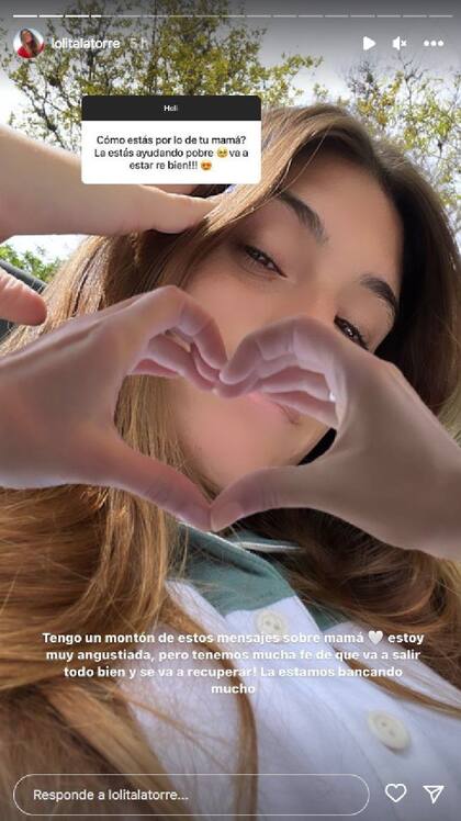 Lola Latorre preocupada por el estado de salud de su mamá