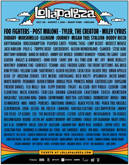 Lollapalooza Chicago Line Up 2021: Listado de artistas