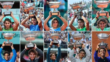 Las 10 veces que Rafa Nadal levantó el trofeo de Roland Garros