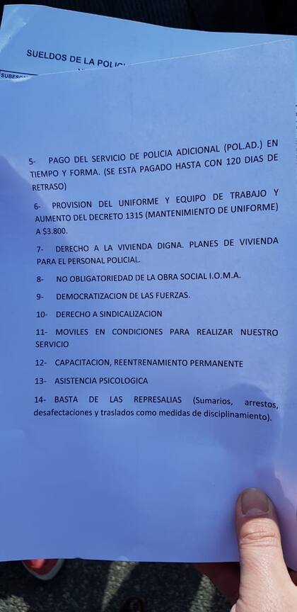 Los 14 puntos que reclama la Policía Bonaerense