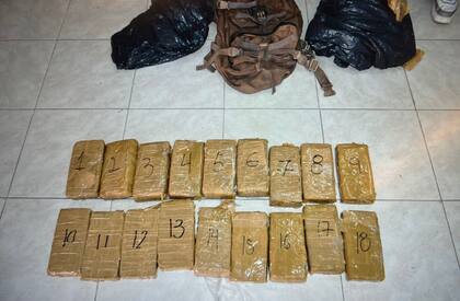 Los 18 kilos de cocaína secuestrada.