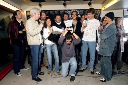 Los 20 años de la Rock and pop. Juan Di Natale, Mario Pergolini, Bobby Flores, Elizabeth Vernaci, Eduardo De la Puente, Martin Cicioli.