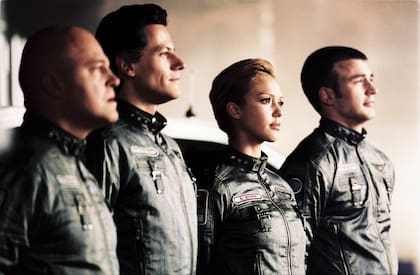 Los 4 Fantásticos modelo 2005: Michael Chiklis (Ben Grimm), Ioan Gruffudd (Reed Richards), Jessica Alba (Susan Storm) y Chris Evans (Johnny Storm)